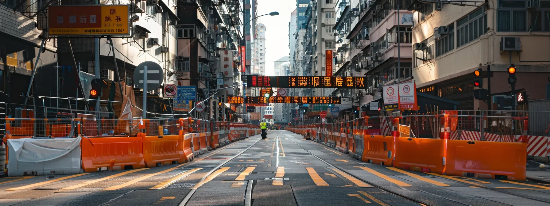 an image of a bustling city street lined with sound-absorbing recycled plastic barriers, effectively reducing noise pollution and showcasing eco-friendly noise control projects.