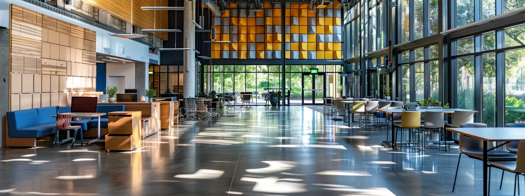 a striking image of recycled plastic acoustic panels in a modern, eco-friendly workspace, effectively reducing noise pollution and showcasing sustainable engineering solutions.