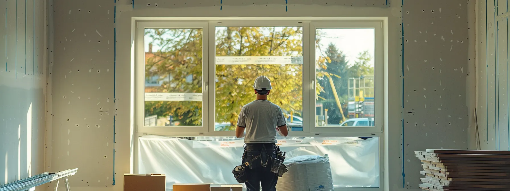 a window being installed with heavy-duty soundproofing materials.