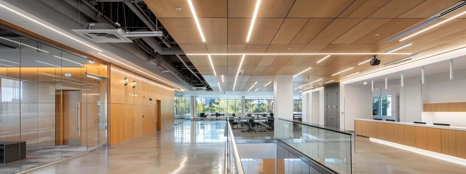 a modern, sleek acoustic ceiling tile installation in a commercial space in los angeles, blending functionality with aesthetic appeal.