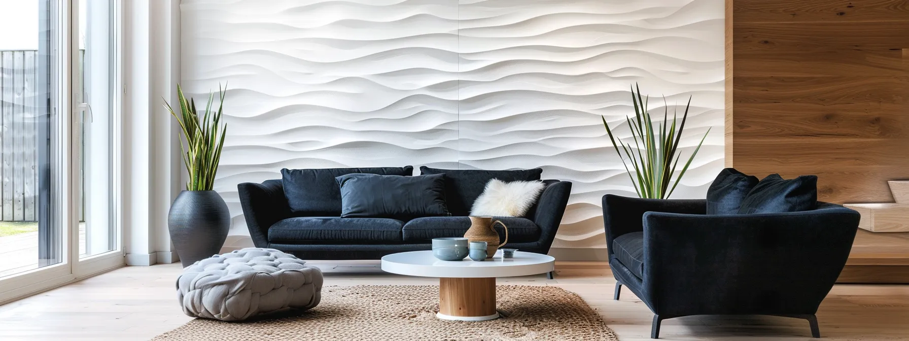 transform your living room into a tranquil oasis with soft, fiber-based acoustic panels.