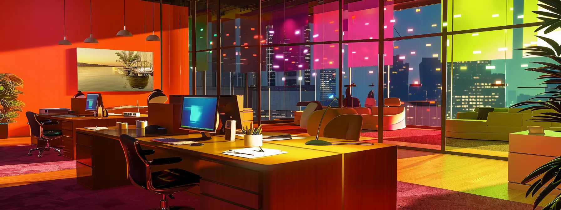 transform an office space into a chic and modern workstation with sleek desk dividers in vibrant colors and textures.