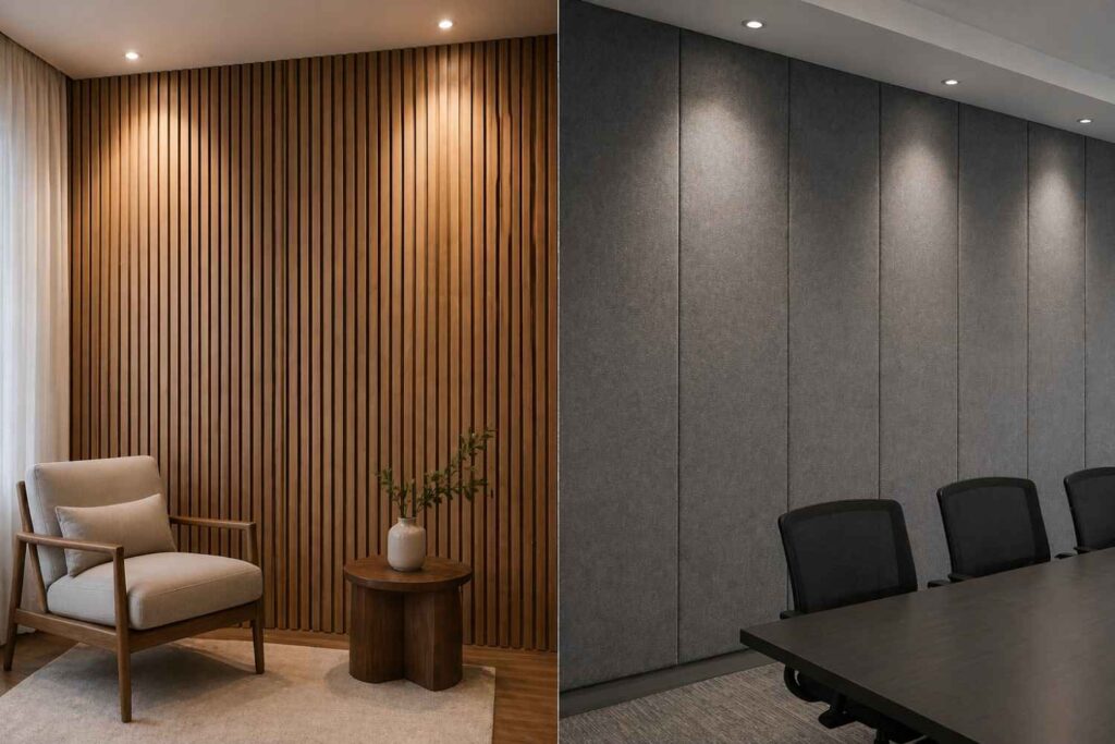 acoustic wooden wall panels​ vs fabric panels