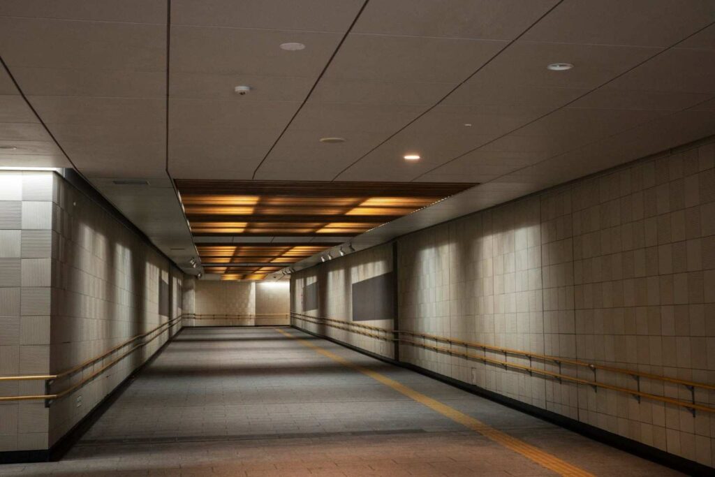 installed acoustic drop ceiling panels